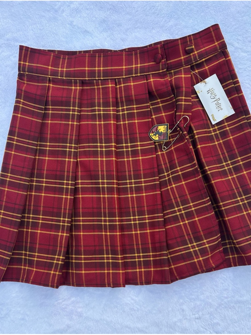Harry Potter . Plaid Pleated Mini Skirt - Red, Gold, Black